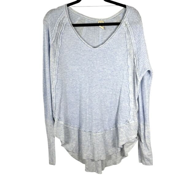 Free People We the Free Catalina Thermal V Neck Oversized Waffleknit Top Small - Picture 7 of 7